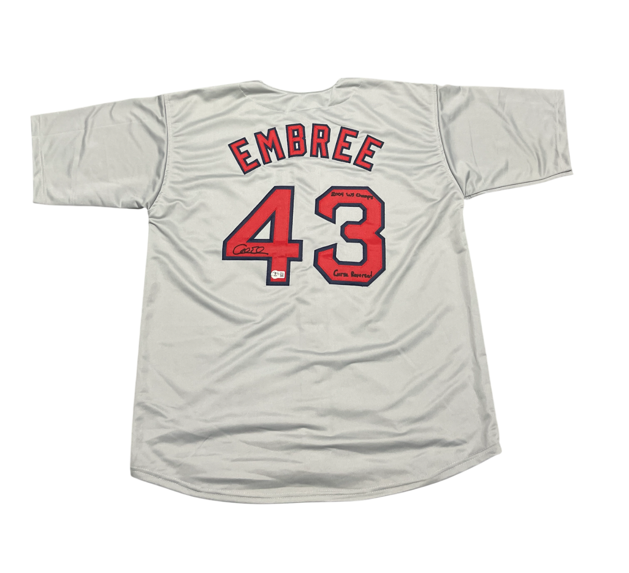 Alan Embree Signed Custom Jersey w/ WS + Curse Beckett Authenticated-Powers Sports Memorabilia
