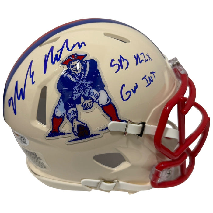 Malcolm Butler Signed Patriots Retro Mini Helmet w/ SB XLIX GW INT JSA Witness Authenticated-Powers Sports Memorabilia