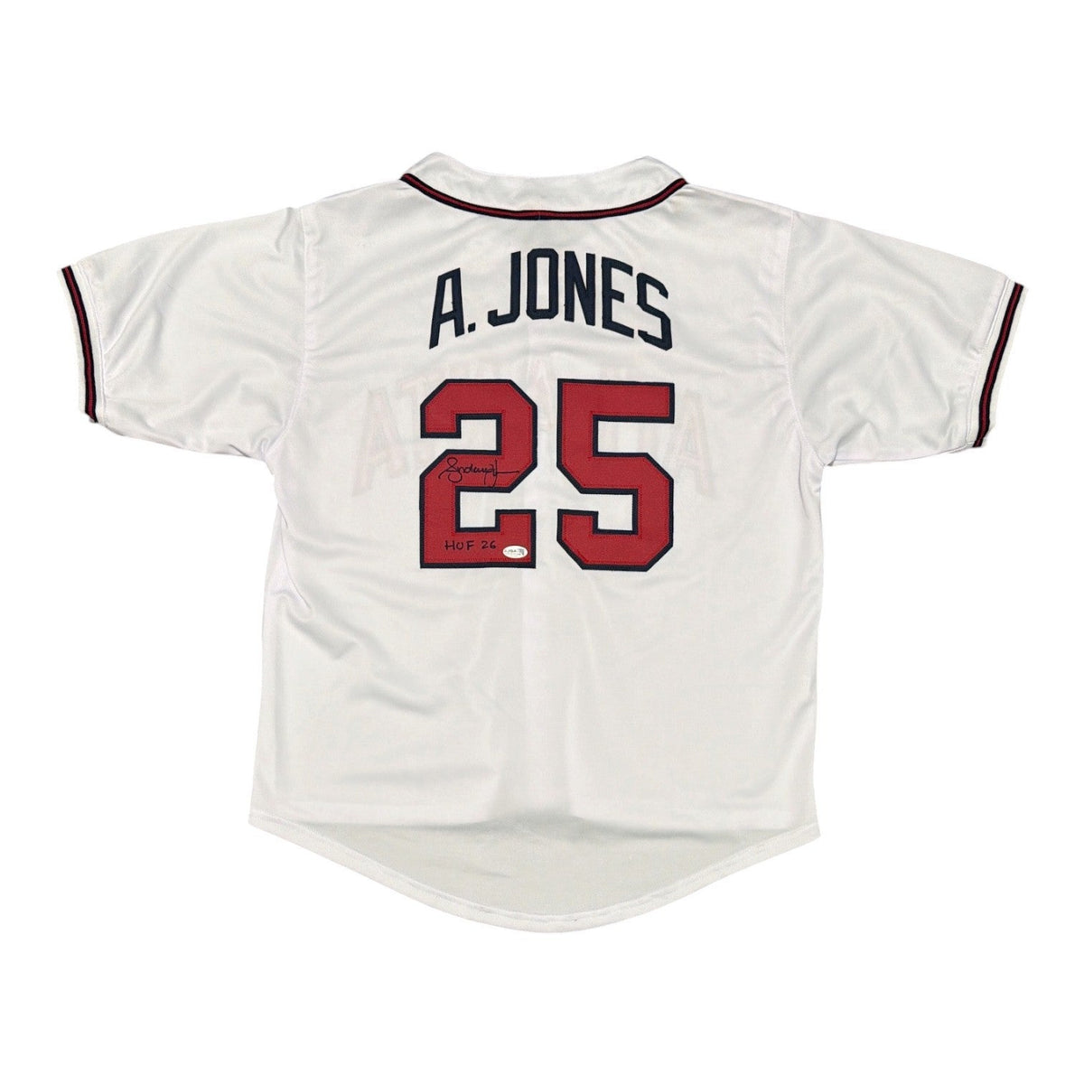 Andruw Jones Signed Custom Jersey w/ HOF 26 JSA Authenticated - White Jersey-Powers Sports Memorabilia