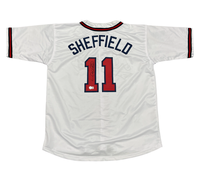 Gary Sheffield Signed Atlanta Braves Custom Jersey Beckett Witness BAS COA-Powers Sports Memorabilia