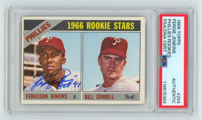 Fergie Jenkins 1966 Topps #254 Rookie RC w/ HOF 91 Signed PSA/DNA Authenticated-Powers Sports Memorabilia