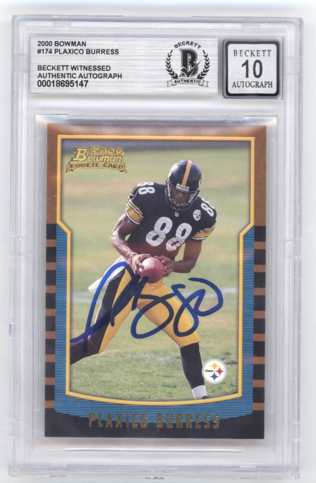 Plaxico Burress 2000 Bowman #174 Signed Rookie RC Beckett BGS 10 Auto Steelers-Powers Sports Memorabilia