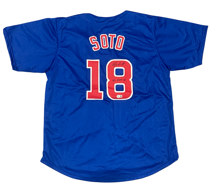 Geovany Soto Signed Chicago Cubs Custom Jersey w/ NL ROY 08 Beckett Wit BAS COA-Powers Sports Memorabilia
