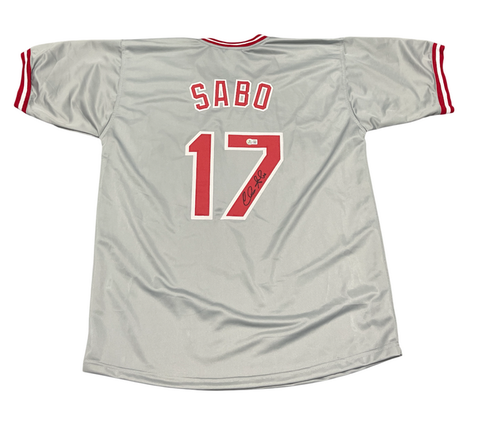 Chris Sabo Signed Autographed Cincinnati Reds Custom Jersey Beckett BAS COA-Powers Sports Memorabilia
