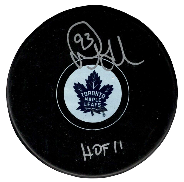 Doug Gilmour Signed Maple Leafs Puck w/ HOF 11 Beckett Witness Authenticated-Powers Sports Memorabilia