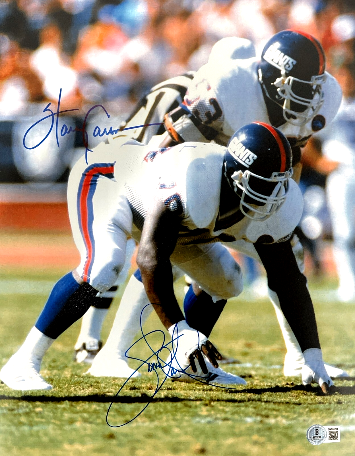Harry Carson & Leonard Marshall Dual Signed Giants 11x14 Photo Beckett W Beckett Authenticated-Powers Sports Memorabilia
