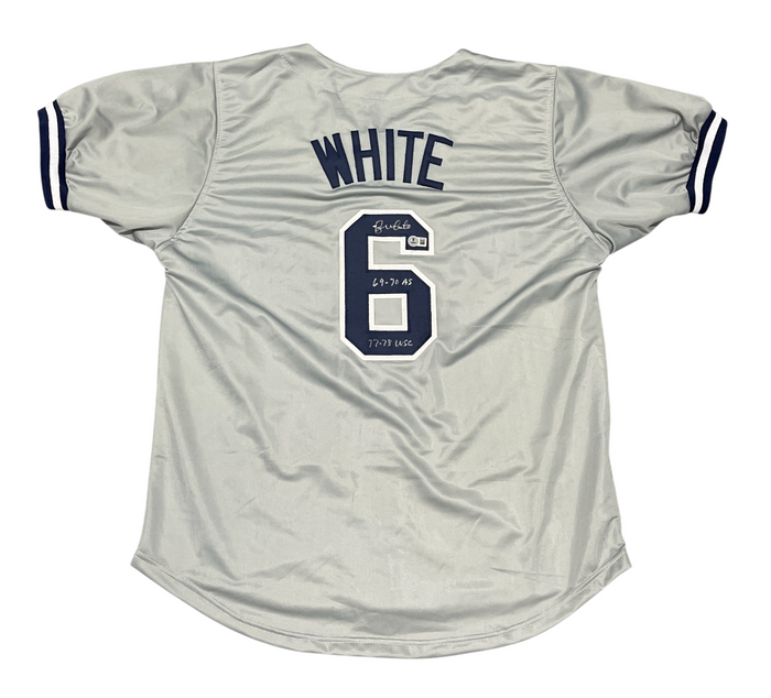 Roy White Signed New York Yankees Custom Jersey w/ 2 Insc Beckett Wit BAS COA-Powers Sports Memorabilia