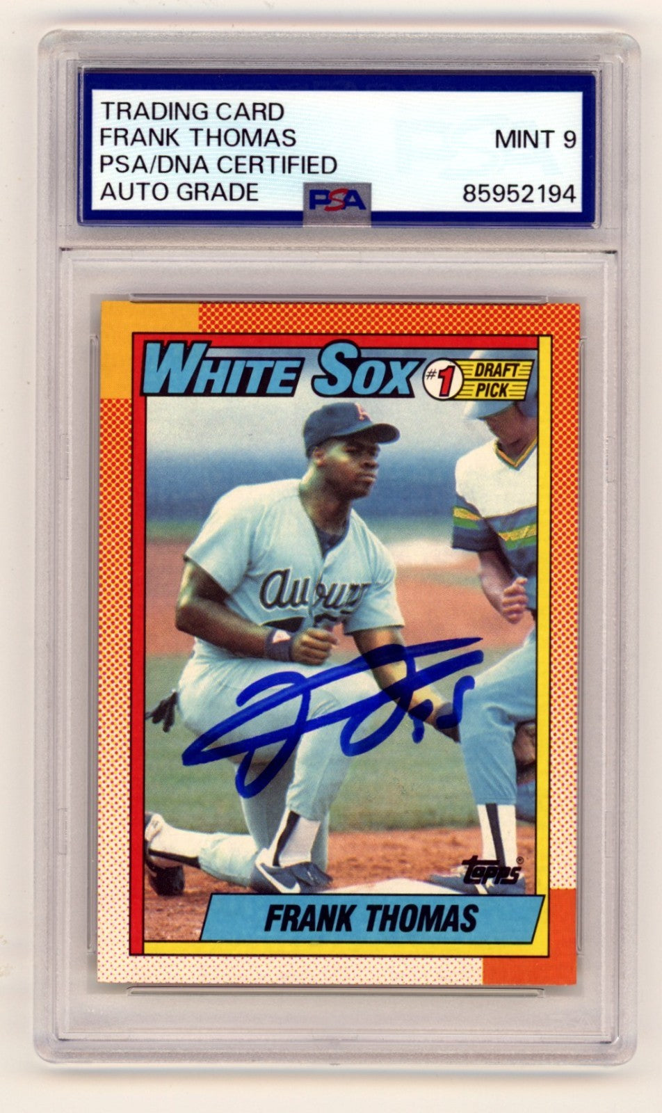 Frank Thomas 1990 Topps #414 Rookie RC Signed PSA 9 Auto White Sox HOF 2014-Powers Sports Memorabilia