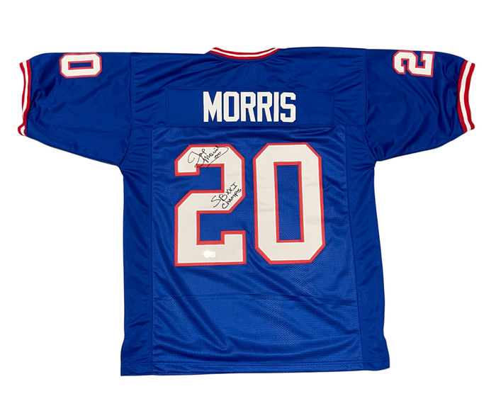 Joe Morris Signed Custom Jersey w SB XXI Champ Beckett W Beckett Authenticated-Powers Sports Memorabilia