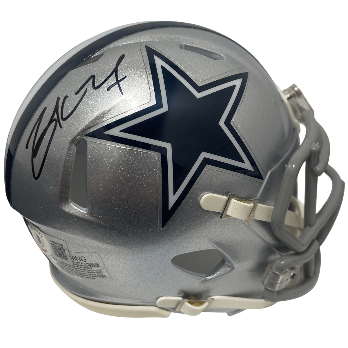 Zack Martin Signed Dallas Cowboys Speed Mini Helmet Beckett Witness Authenticated-Powers Sports Memorabilia