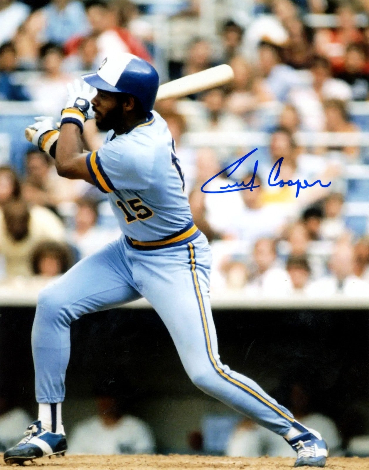 Cecil Cooper Signed Milwaukee Brewers 8x10 LSCM Authenticated #1-Powers Sports Memorabilia
