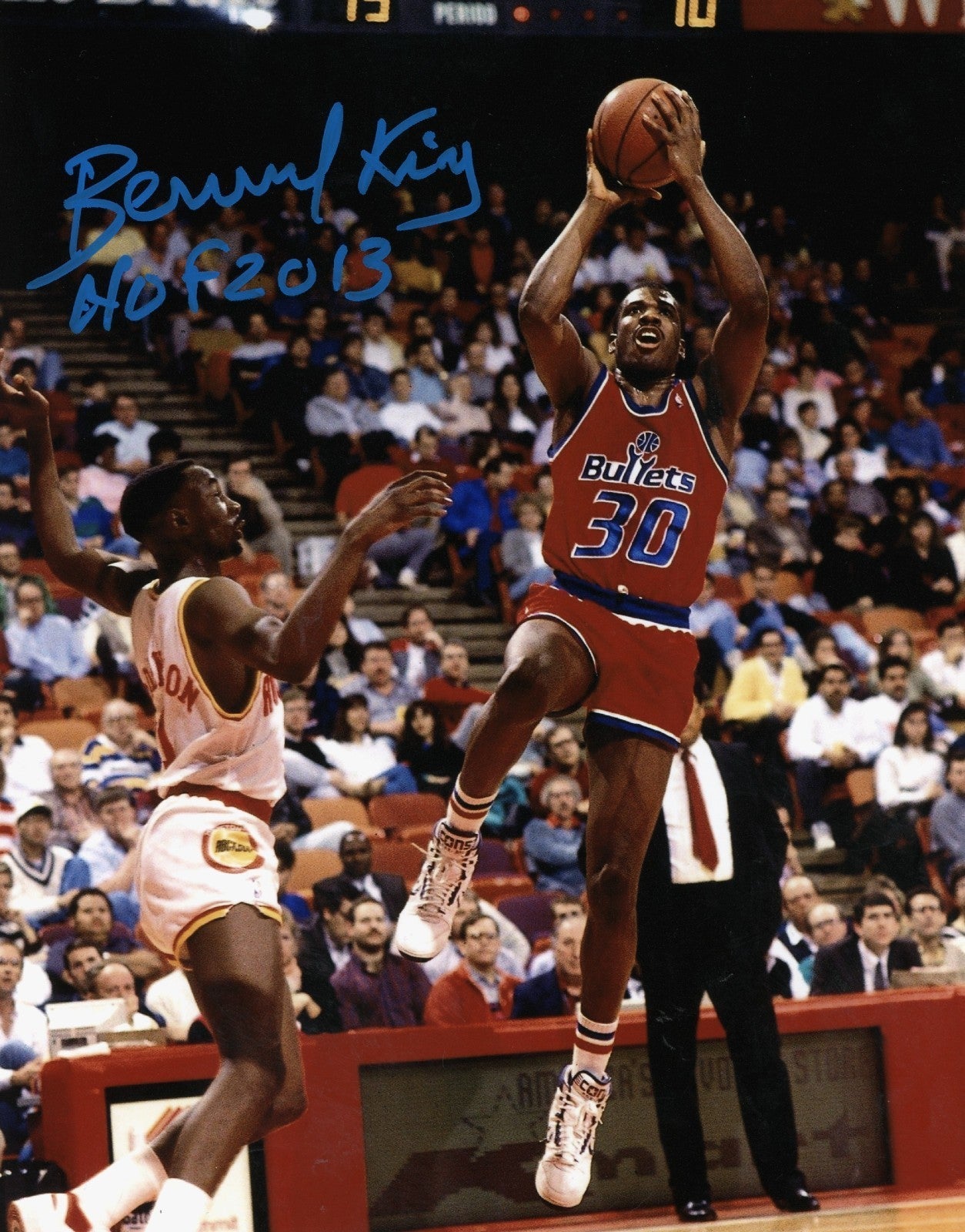 Bernard King Signed Washington Bullets 8x10 Photo w/ HOF 13 LSCM Authenticated #18-Powers Sports Memorabilia