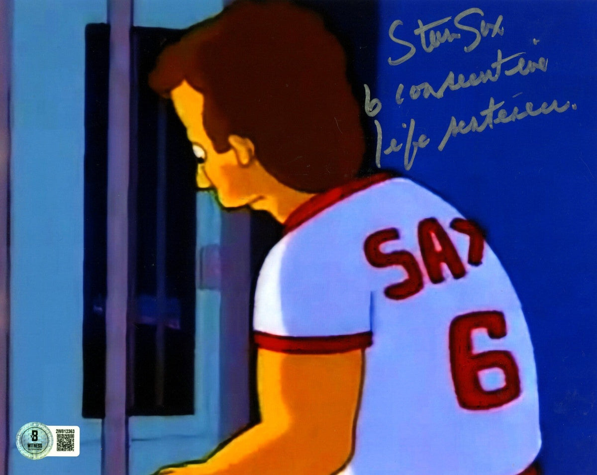Steve Sax Signed Simpsons 8x10 Photo w/ 6 Consecutive sentence Beckett W Beckett Authenticated-Powers Sports Memorabilia