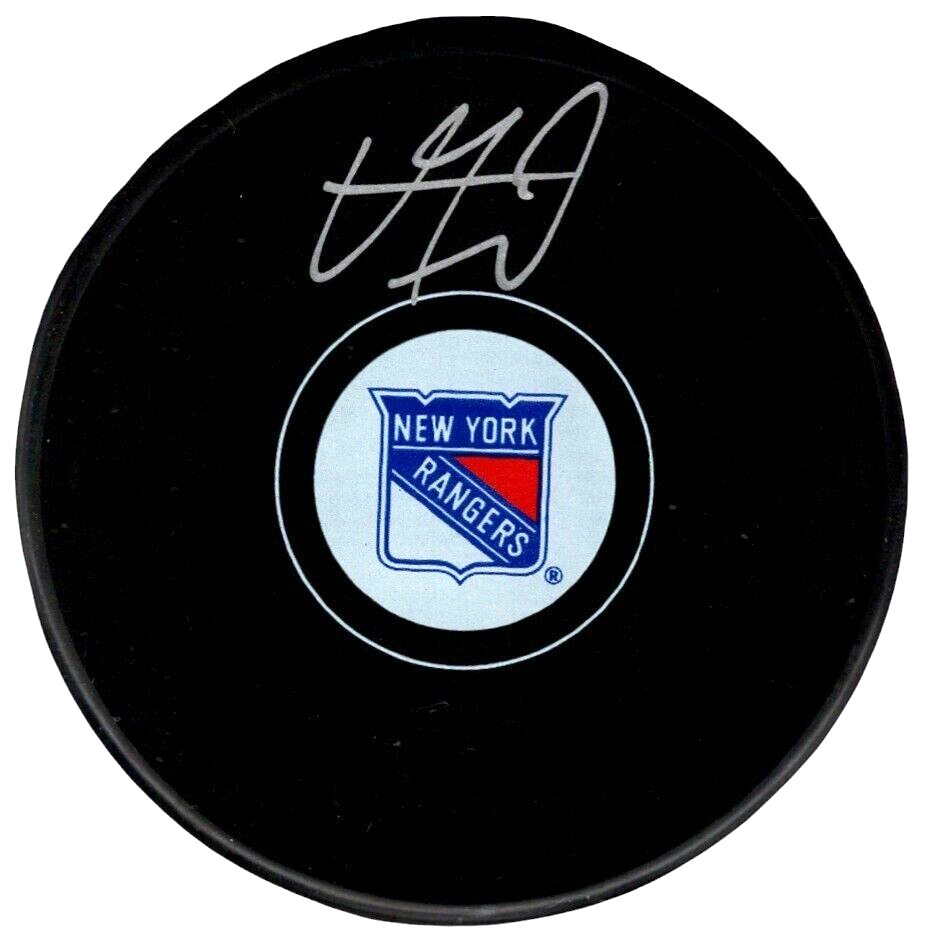 Vincent Trocheck Signed New York Rangers Logo Puck Beckett Witness Authenticated-Powers Sports Memorabilia