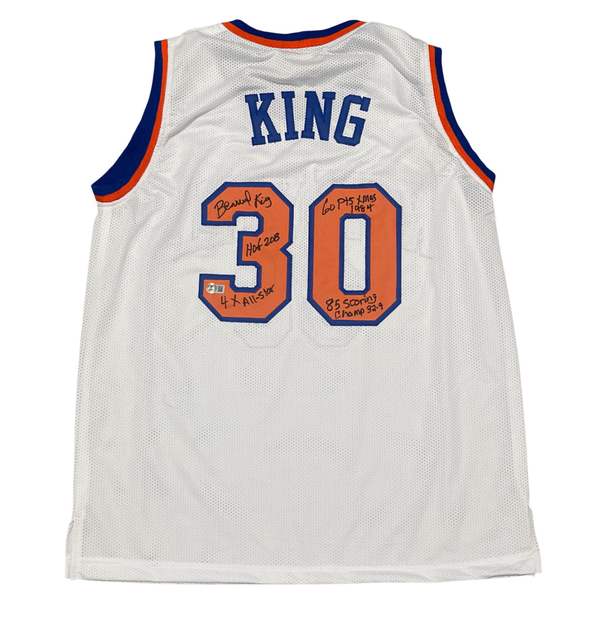 Bernard King Signed New York Knicks Custom Jersey w/ 4x Ins Beckett Wit BAS COA-Powers Sports Memorabilia