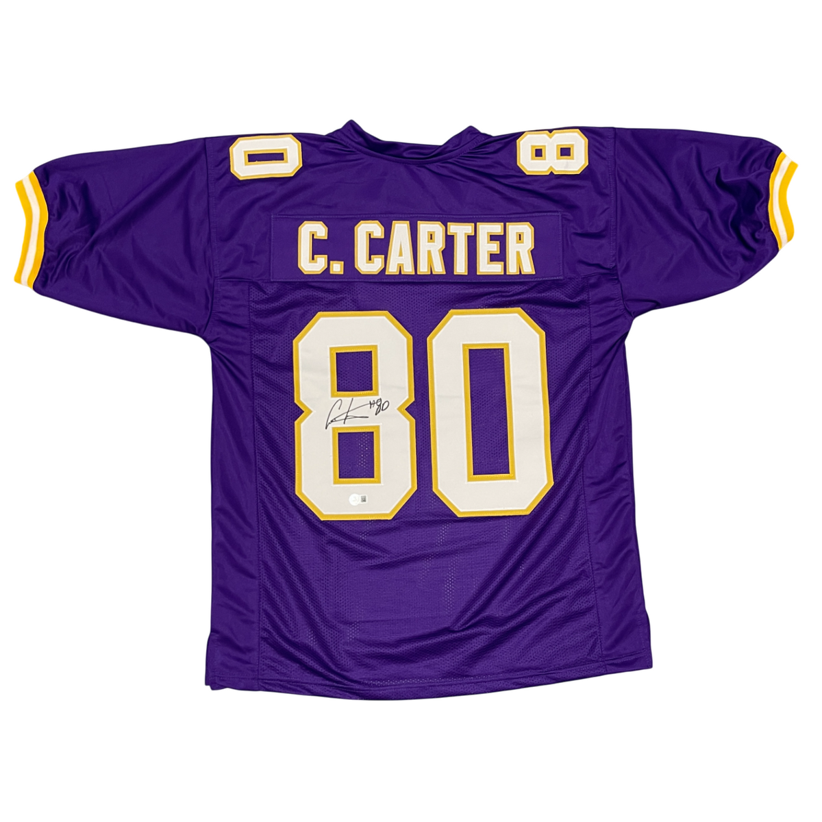Cris Carter Signed Custom Jersey Beckett Witness Authenticated - Purple Jersey-Powers Sports Memorabilia