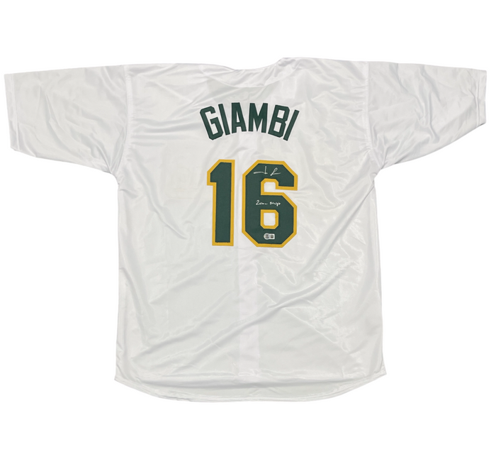 Jason Giambi Signed Oakland Athletics Custom Jersey w/ 2000 MVP Beckett BAS COA-Powers Sports Memorabilia