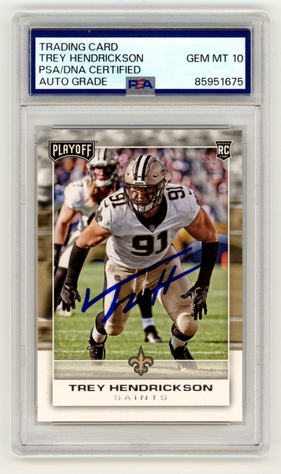 Trey Hendrickson Signed 2017 Panini Playoff #295 Rookie RC PSA 10 Auto Saints-Powers Sports Memorabilia