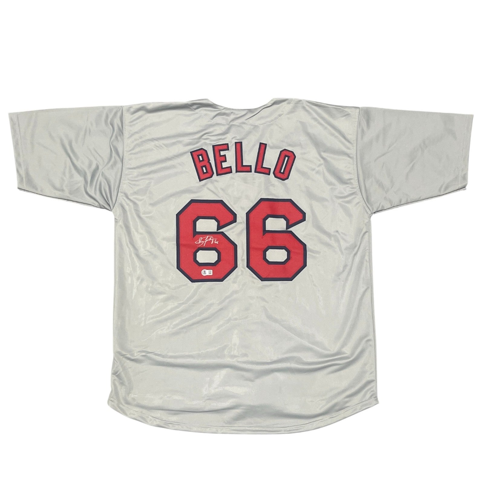 Brayan Bello Signed Custom Jersey w/ #66 Beckett Witness Authenticated - Grey Jersey-Powers Sports Memorabilia