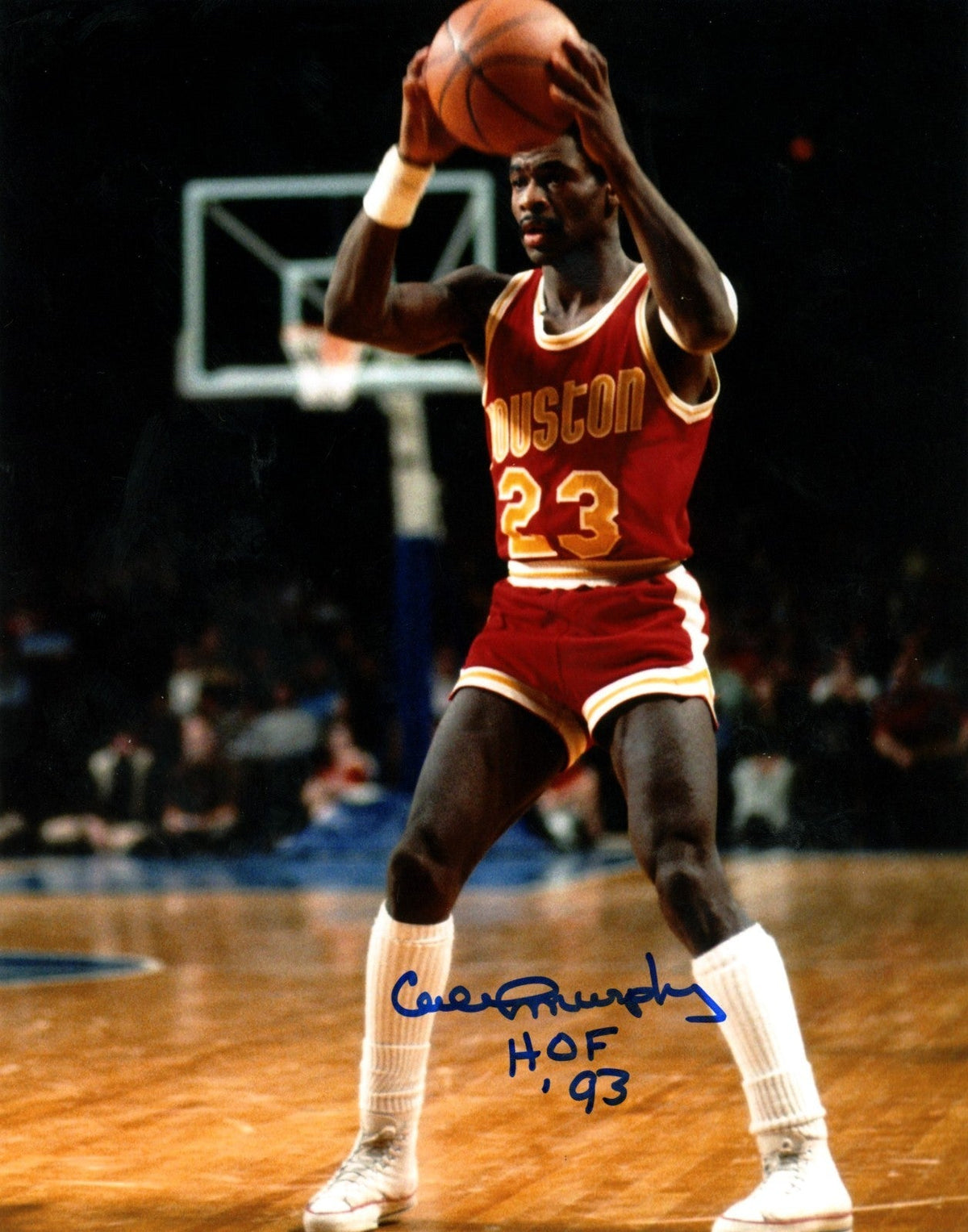Calvin Murphy Signed Houston Rockets 8x10 w/ HOF 93 LSCM Authenticated-Powers Sports Memorabilia