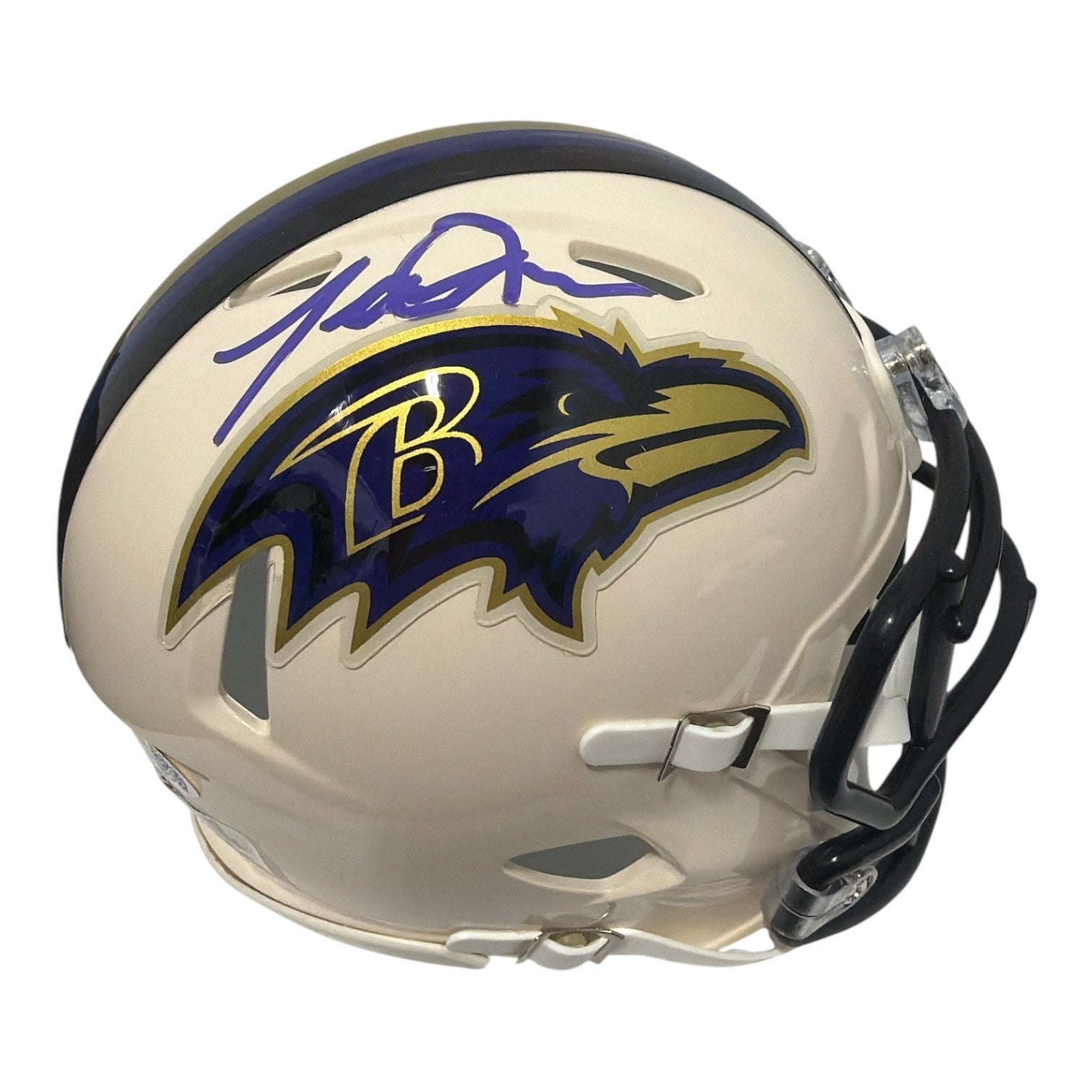Terrell Suggs Signed Baltimore Ravens Retro Mini Helmet JSA Witness Authenticated-Powers Sports Memorabilia