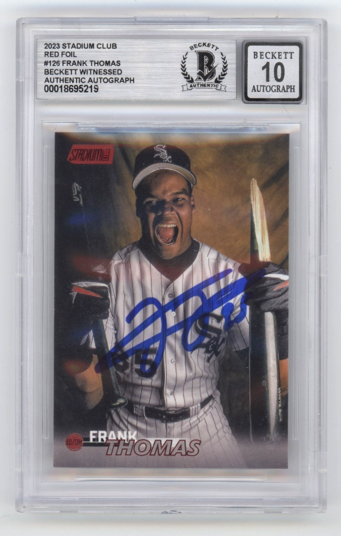 Frank Thomas 2023 Stadium Club 126 Red Foil Signed Beckett BGS 10 Auto White Sox-Powers Sports Memorabilia