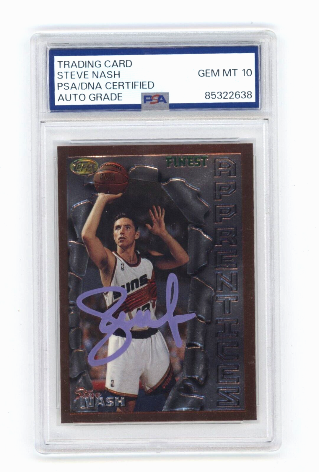 Steve Nash 1996-97 Topps Finest #75 Rookie RC PSA 10 Auto Phoenix Suns HOF-Powers Sports Memorabilia