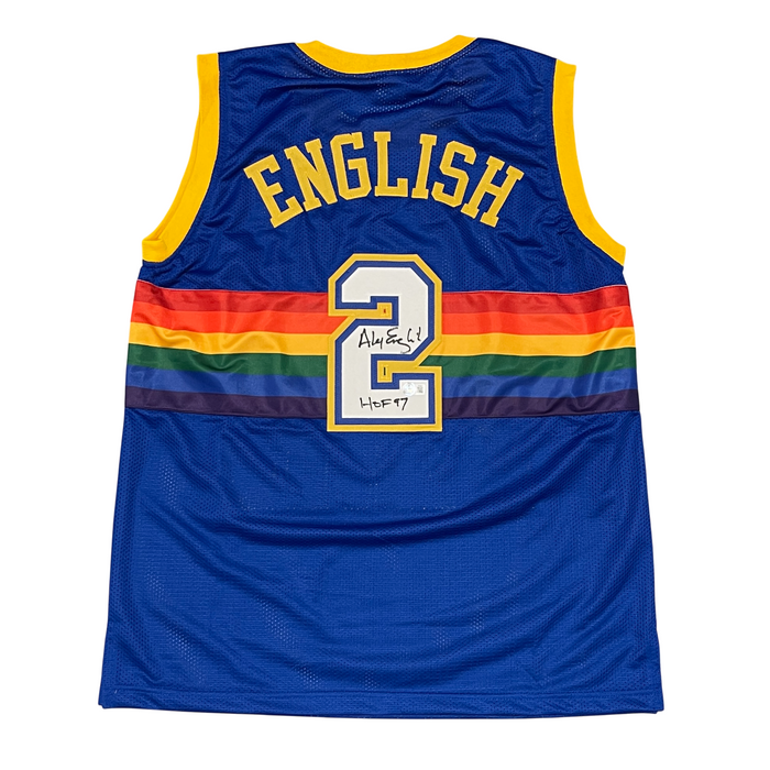 Alex English Signed Custom Jersey w/ HOF 97 Beckett Witness Authenticated-Powers Sports Memorabilia
