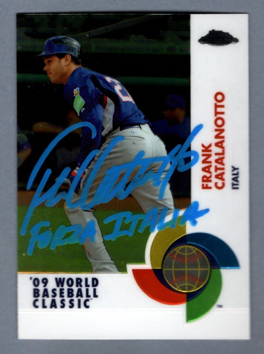 Frank Catalanotto Signed 2009 Topps Chrome WBC #W82 w/ Forza Italia Ins LSCM Authenticated-Powers Sports Memorabilia