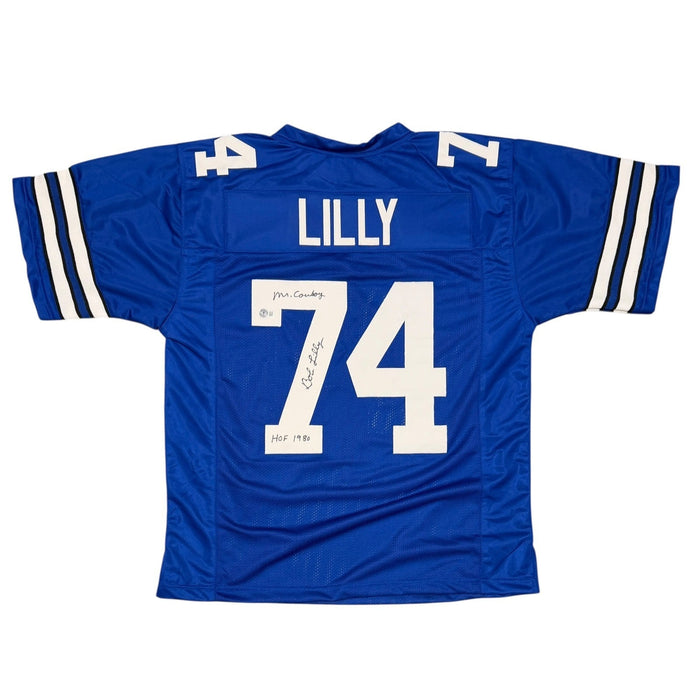 Bob Lilly Signed Custom Jersey w/ 2 Insc Beckett Witness Authenticated-Powers Sports Memorabilia