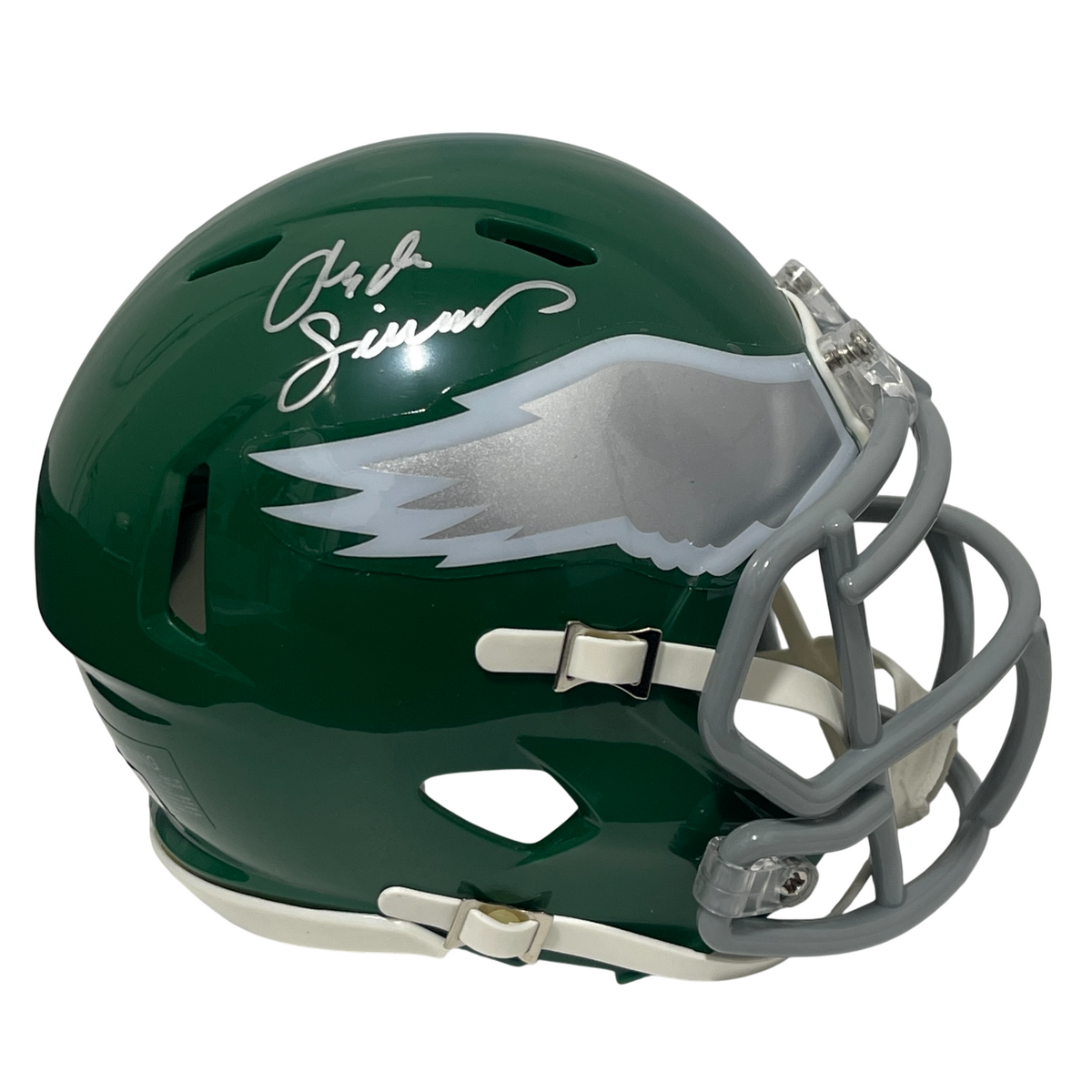 Clyde Simmons Signed Eagles TB 74-95 Mini Helmet Beckett Witness BAS COA-Powers Sports Memorabilia