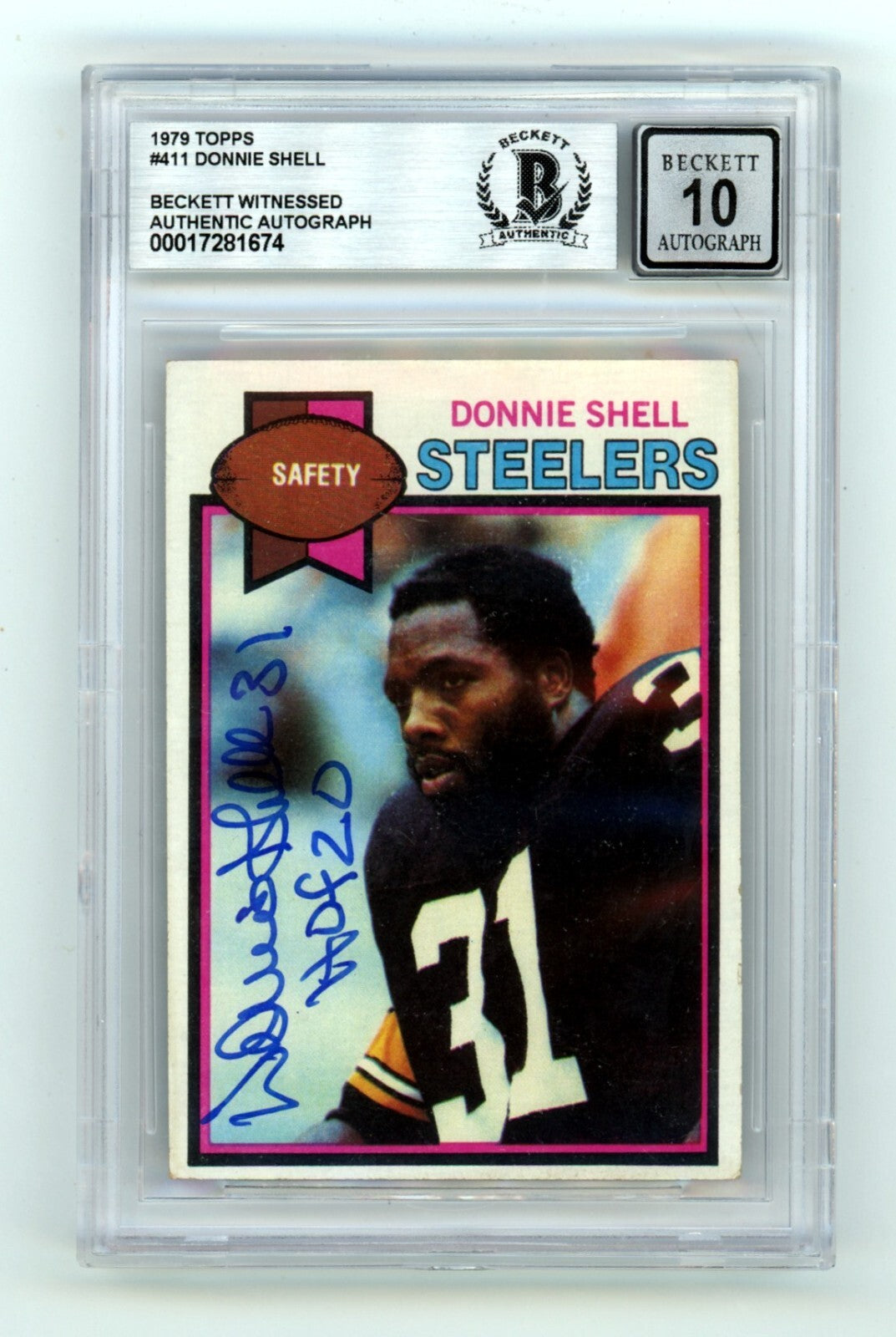 Donnie Shell 1979 Topps #411 Signed w/ HOF 20 Beckett BGS 10 Auto Steelers-Powers Sports Memorabilia