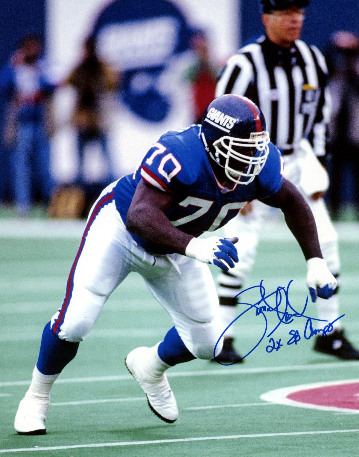 Leonard Marshall Signed New York Giants 8x10 Photo w/ 2x SB Champ LSCM COA-Powers Sports Memorabilia