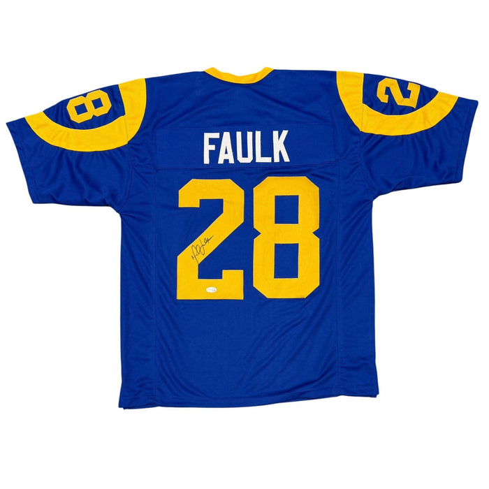 Marshall Faulk Signed Custom Blue Jersey JSA Witness Authenticated-Powers Sports Memorabilia