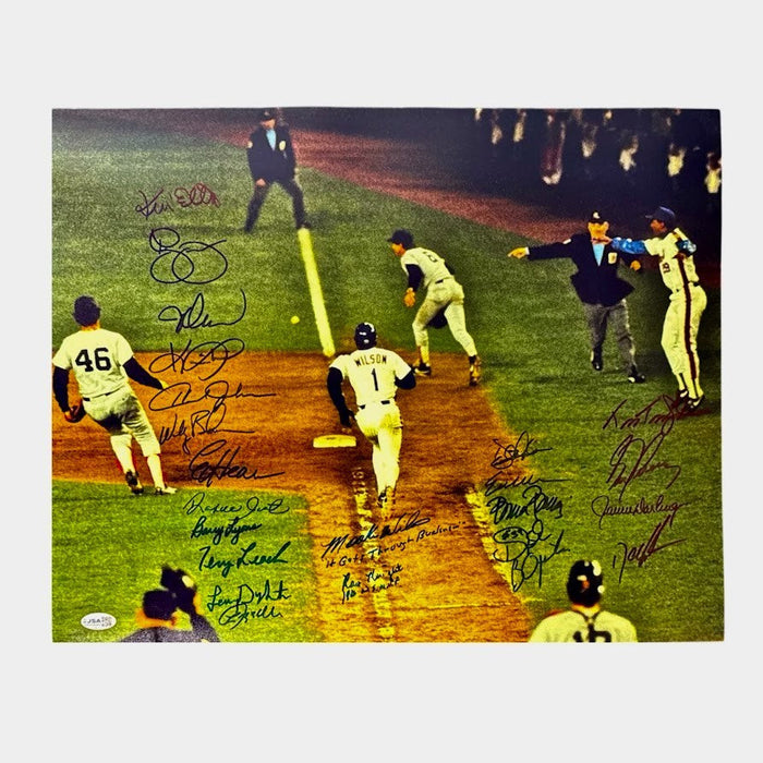 New York Mets 1986 World Series 23 Auto Team Signed 16x20 Photo w/ Insc. JSA Authenticated - Buckner #2-Powers Sports Memorabilia