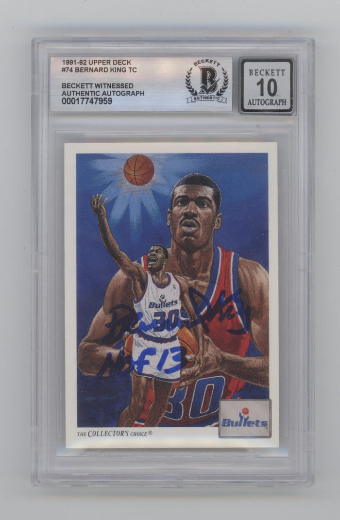 Bernard King 1991-92 Upper Deck #74 Signed w/HOF 13 Beckett BGS 10 Auto-Powers Sports Memorabilia