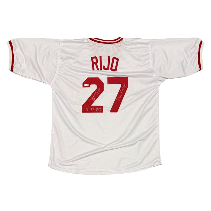 Jose Rijo Signed Cincinnati Reds Custom Jersey w/ 2 Insc JSA Witness COA-Powers Sports Memorabilia
