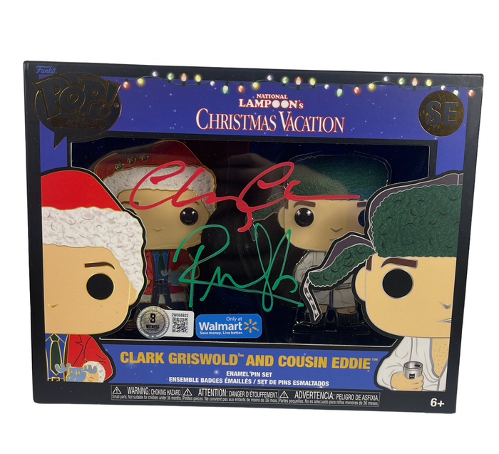 Chevy Chase & Randy Quaid Signed Auto Vacation Funko Pop Pins Beckett BAS W Authenticated-Powers Sports Memorabilia