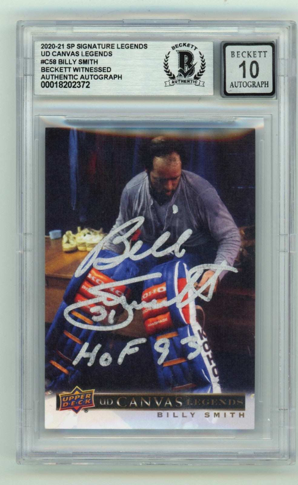 Billy Smith 2020-21 SP Signature UD Canvas Legends Signed w/ HOF 93 BGS 10 Auto-Powers Sports Memorabilia