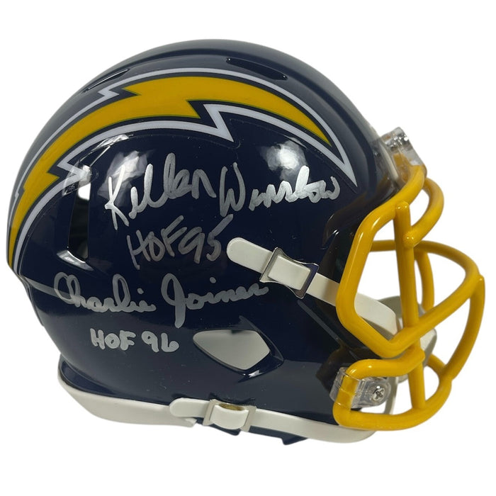Kellen Winslow & Charlie Joiner Signed Chargers TB Mini Helmet w/ HOF Beckett Authenticated-Powers Sports Memorabilia
