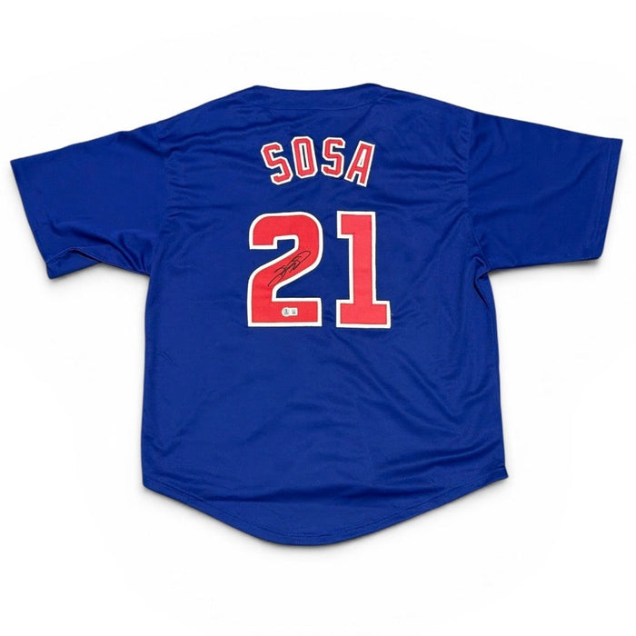 Sammy Sosa Signed Custom Jersey Beckett Witness Authenticated - Blue Jersey-Powers Sports Memorabilia