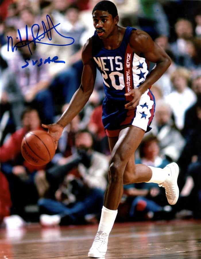 Micheal Ray Richardson Signed New Jersey Nets 8x10 Photo w/ Sugar LSCM Authenticated-Powers Sports Memorabilia