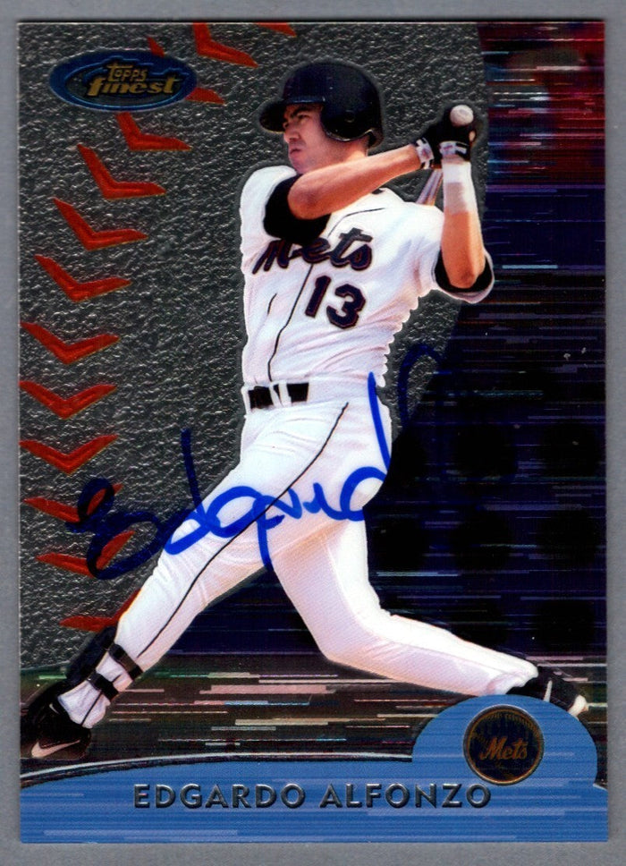 Edgardo Alfonzo Signed 2000 Topps Finest #58 LSCM Authenticated New York Mets-Powers Sports Memorabilia