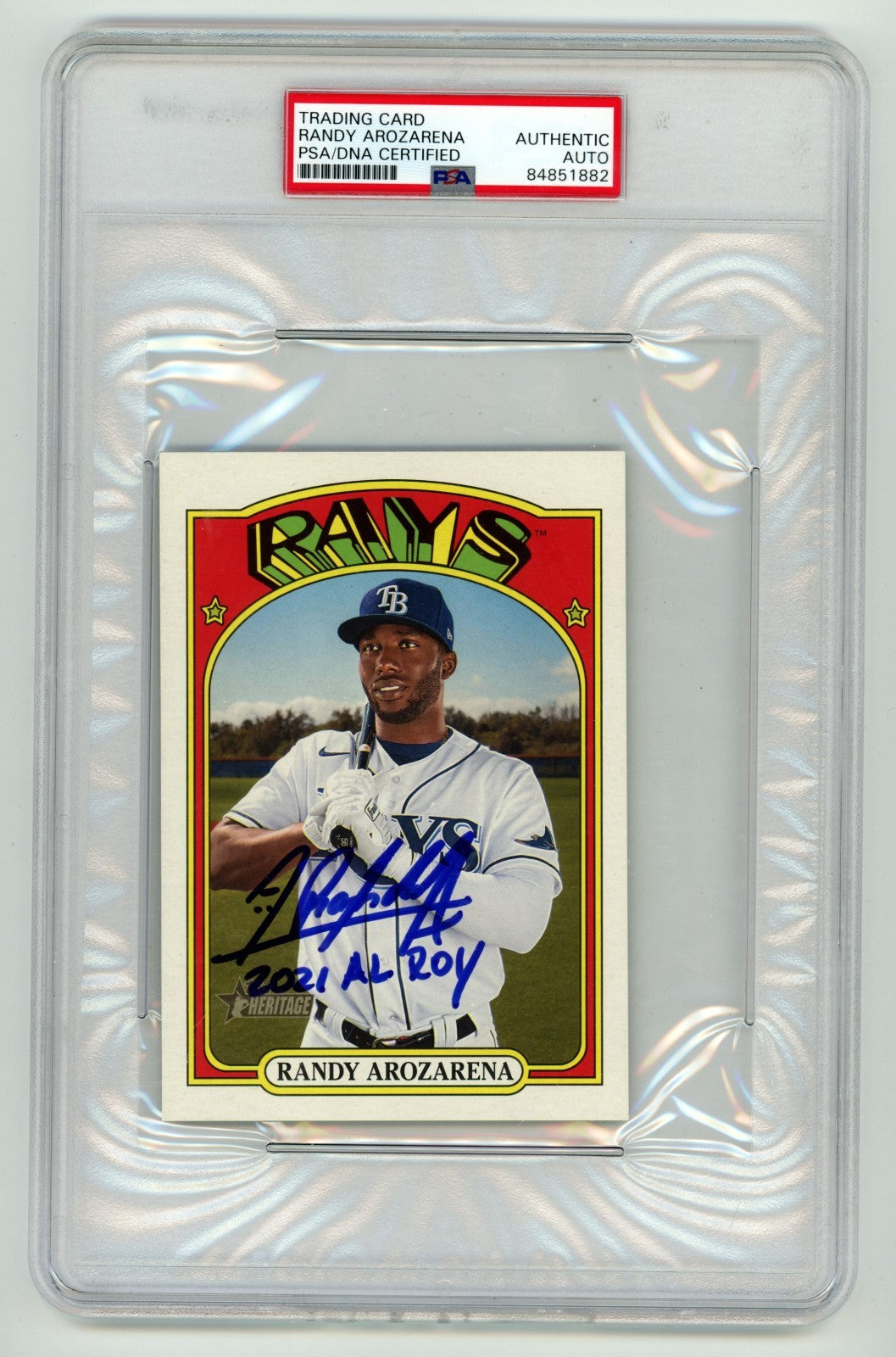 Randy Arozarena 2021 Topps Heritage Signed Jumbo Card w/ 2021 AL ROY PSA Auto-Powers Sports Memorabilia