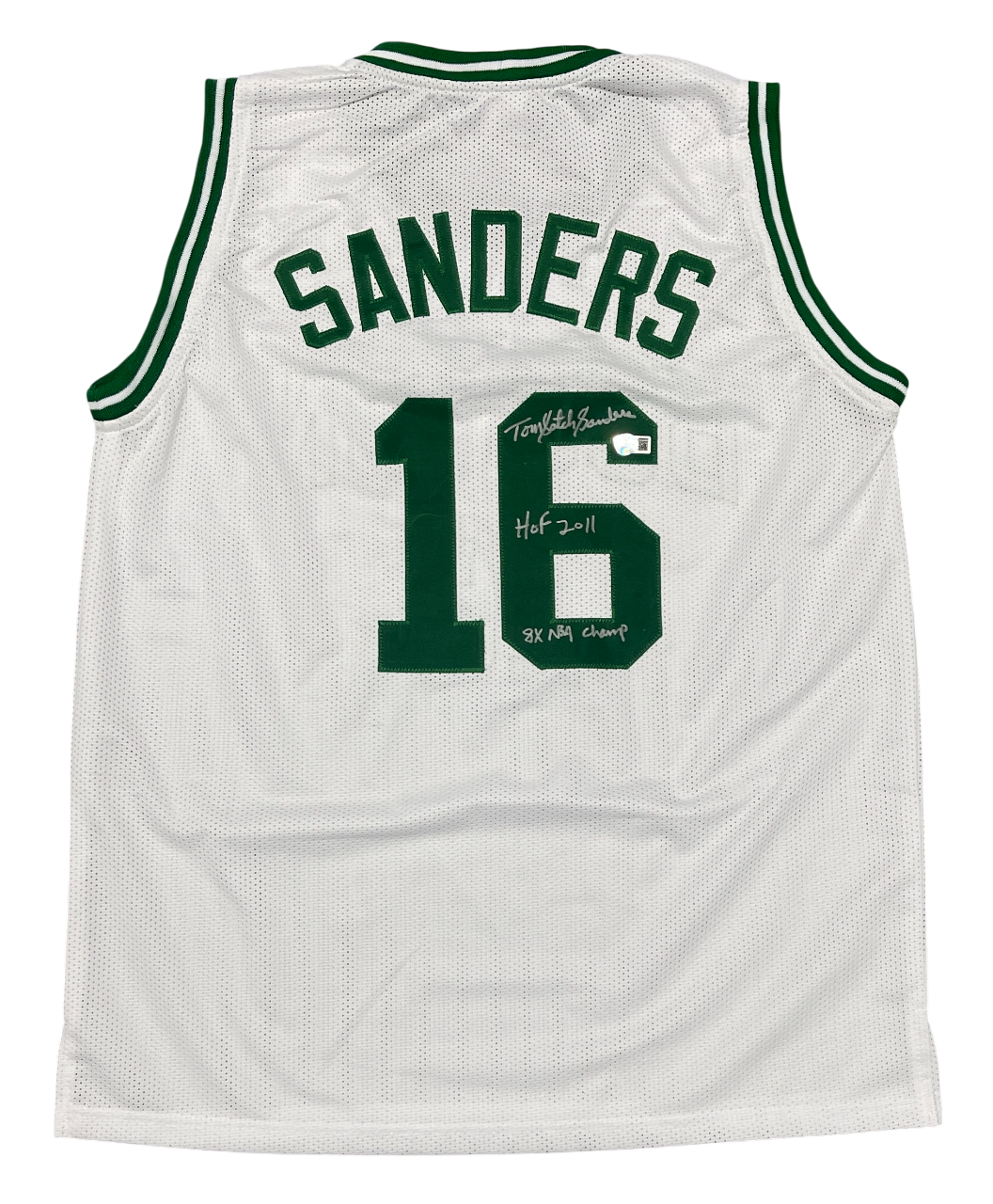 Tom "Satch" Sanders Signed Custom Jersey w/ 2x Insc Beckett Witness Authenticated - White Jersey-Powers Sports Memorabilia