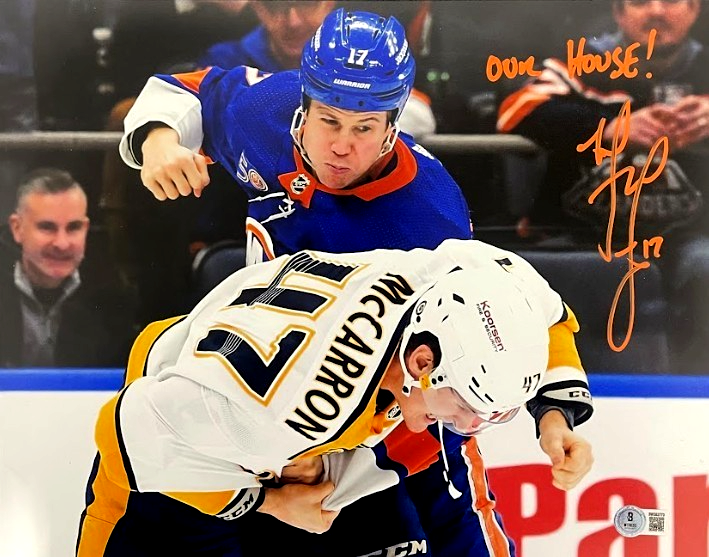 Matt Martin Signed New York Islanders 11x14 Photo w/ Ins Beckett Witness BAS COA-Powers Sports Memorabilia