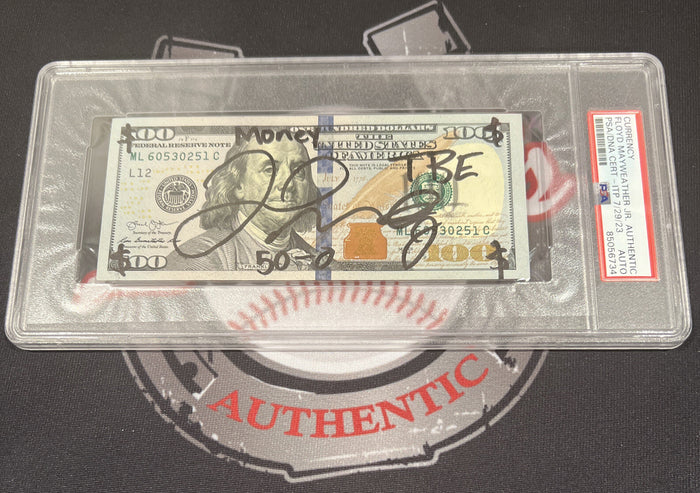 Floyd Mayweather Jr. Signed $100 Bill US Currency x4 Inscription PSA Auth Auto D-Powers Sports Memorabilia