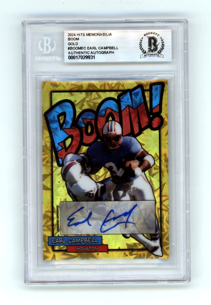 Earl Campbell 2024 Hits Memorabilia BOOM Gold #/10 Signed BGS BAS Auto Oilers-Powers Sports Memorabilia