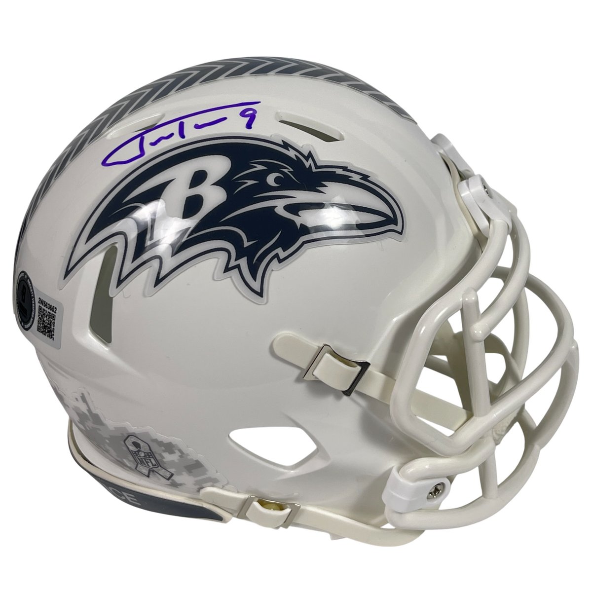 Justin Tucker Signed Ravens Salute 2024 Mini Helmet Beckett Witness BAS COA-Powers Sports Memorabilia