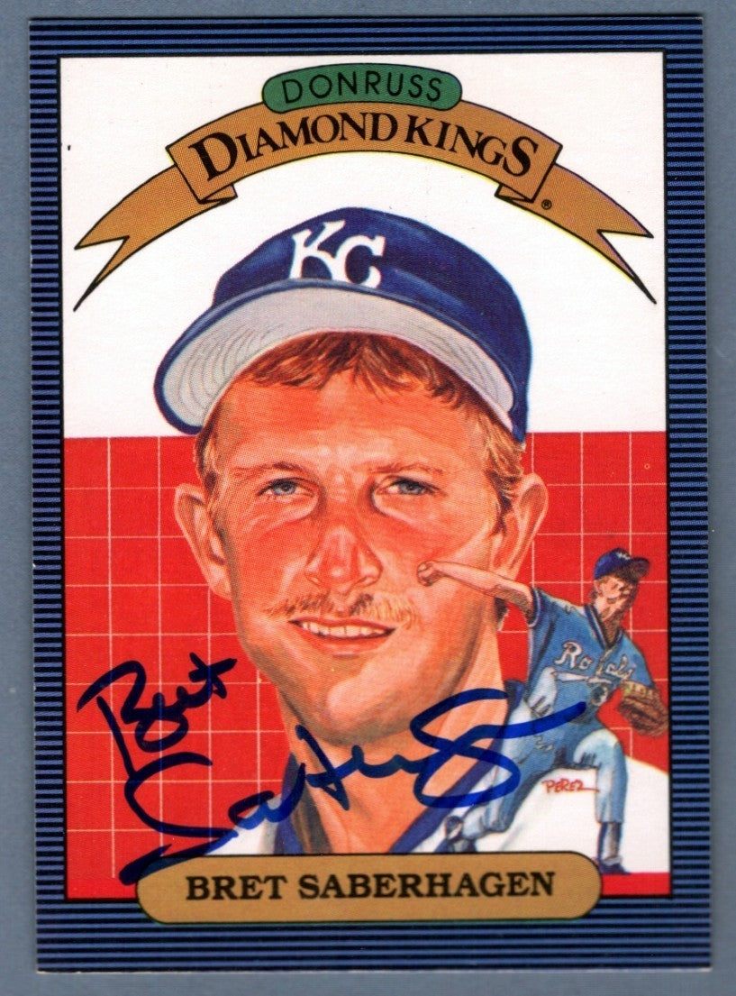 Bret Saberhagen Signed 1985 Donruss Diamond Kings #11 RC LSCM Authenticated Royals-Powers Sports Memorabilia